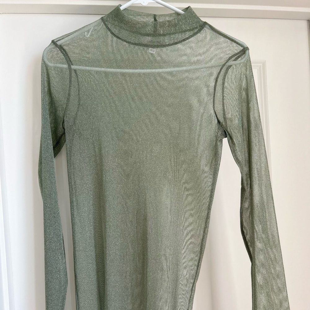 Willow Sheer Olive Long Sleeve Blouse